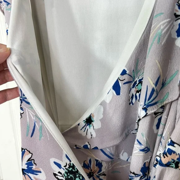 Lulu’s La Vie Lavender Floral Sleeveless V-Neck Wrap Ruffle Dress Women’s Sz XL - Picture 8 of 14